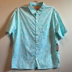 Aqua Patterned Short Sleeve Shirt